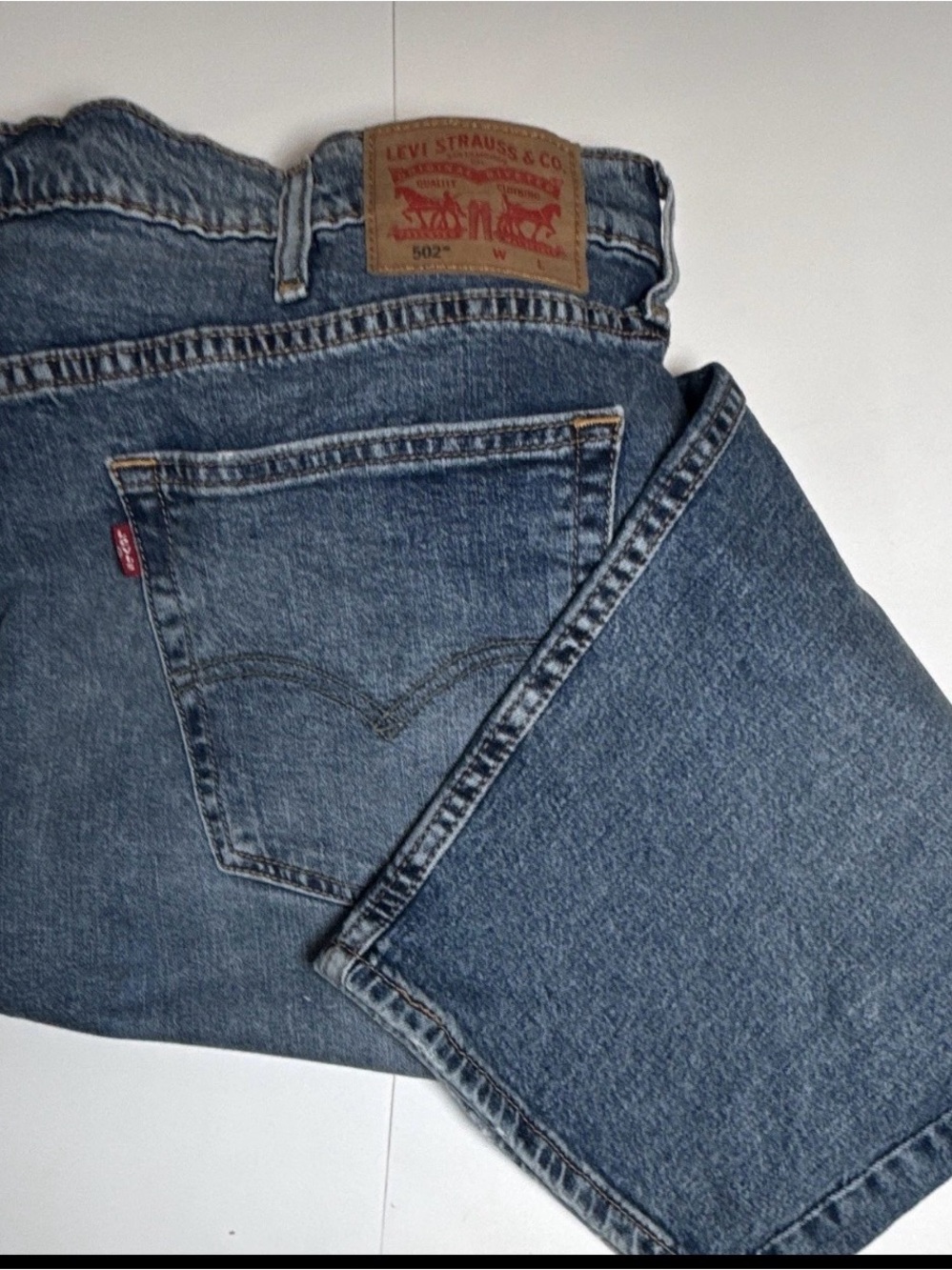 Levi's 502 Men’s Straight Leg Denim Jeans in Medium Blue Wash 44x28